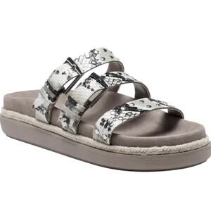 Vince Camuto Ciandra Tan Slide Sandal Size 6 Snake Print Leather Adjustable New